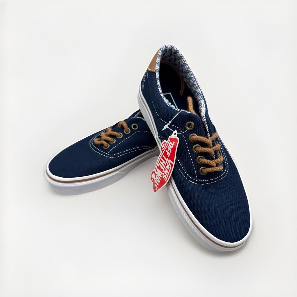 Vans Era 59 C&L Navy Chevron Casual Canvas Shoes Men's 6.5 Women's 8 Low Top